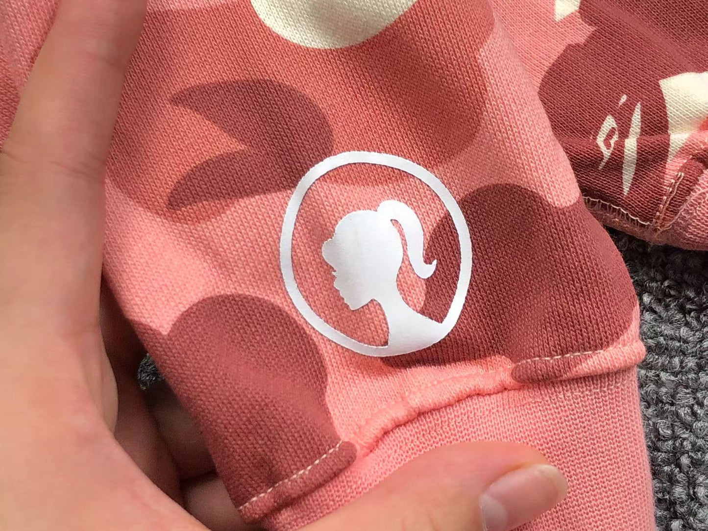 BAPE X BARBIE DOT CAMO SHARK FULL ZIP HOODIE PINK