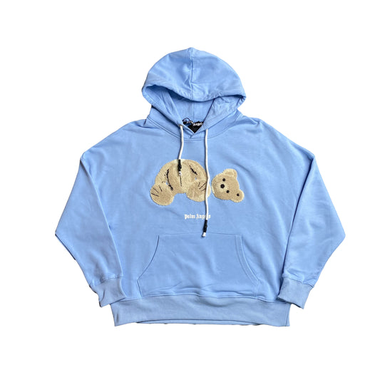 PALM ANGELS BEAR HOODIE PINK LIGHT BLUE