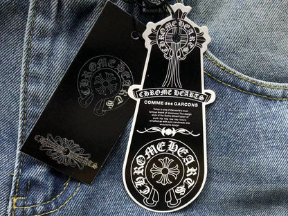 Chrome Hearts Cross Patch Jeans Blue Washed