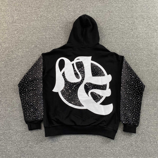 Mixed Emotion Archer Rhinestone Hoodie Black