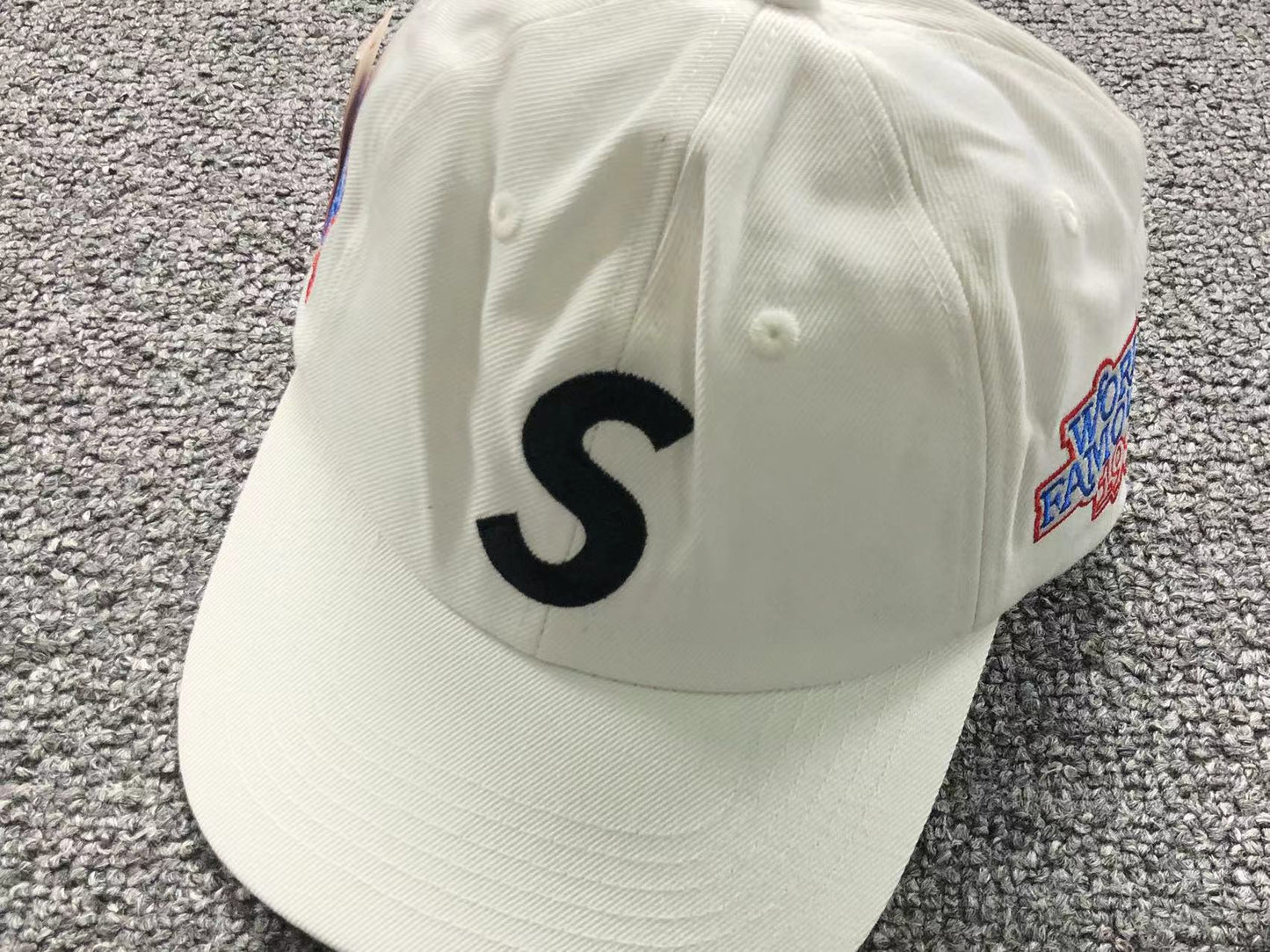 Supreme World Famous S Logo 6-Panel Hat White