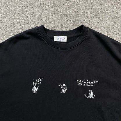 OFF WHITE FADED LOGO PRINT CREWNECK BLACK