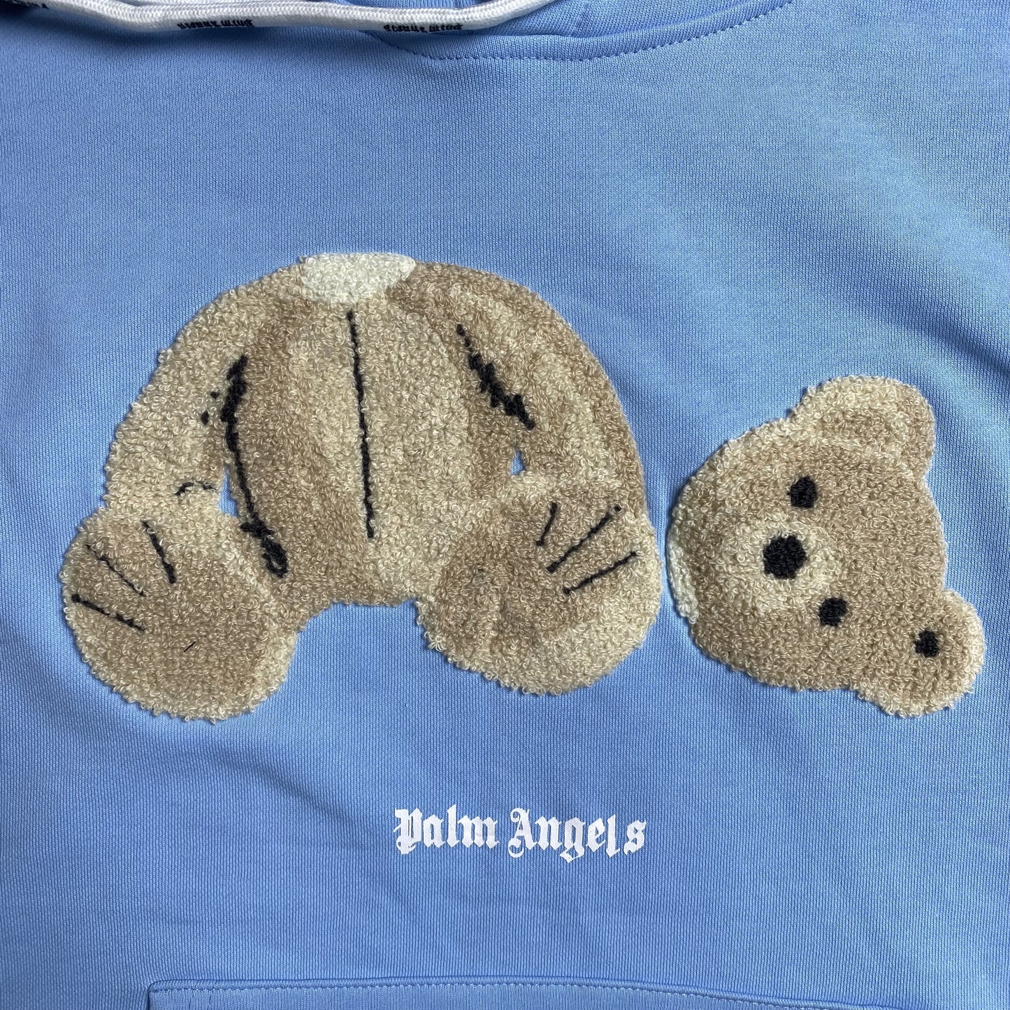 PALM ANGELS BEAR HOODIE PINK LIGHT BLUE