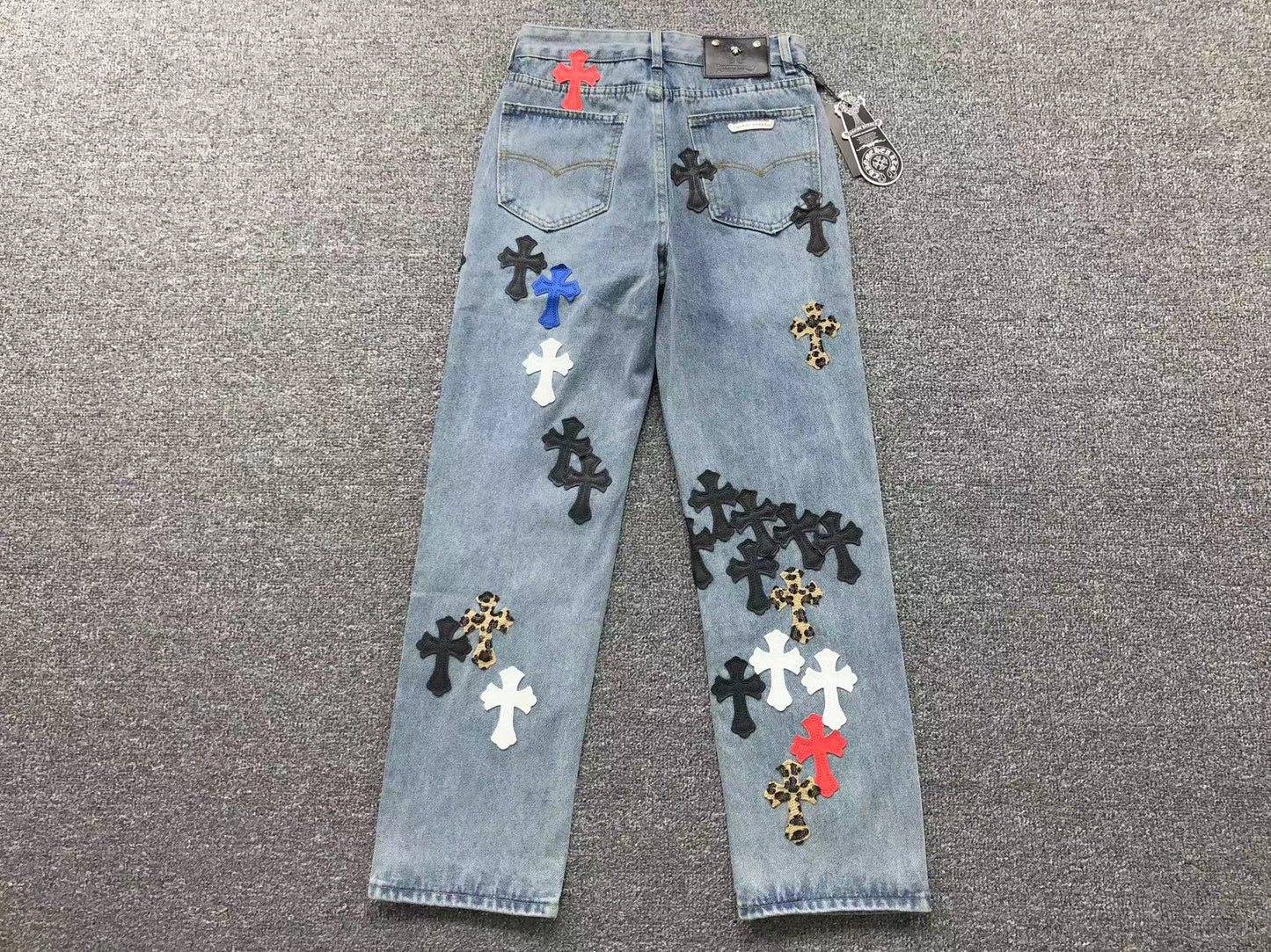 Chrome Hearts Cross Patch Jeans Blue