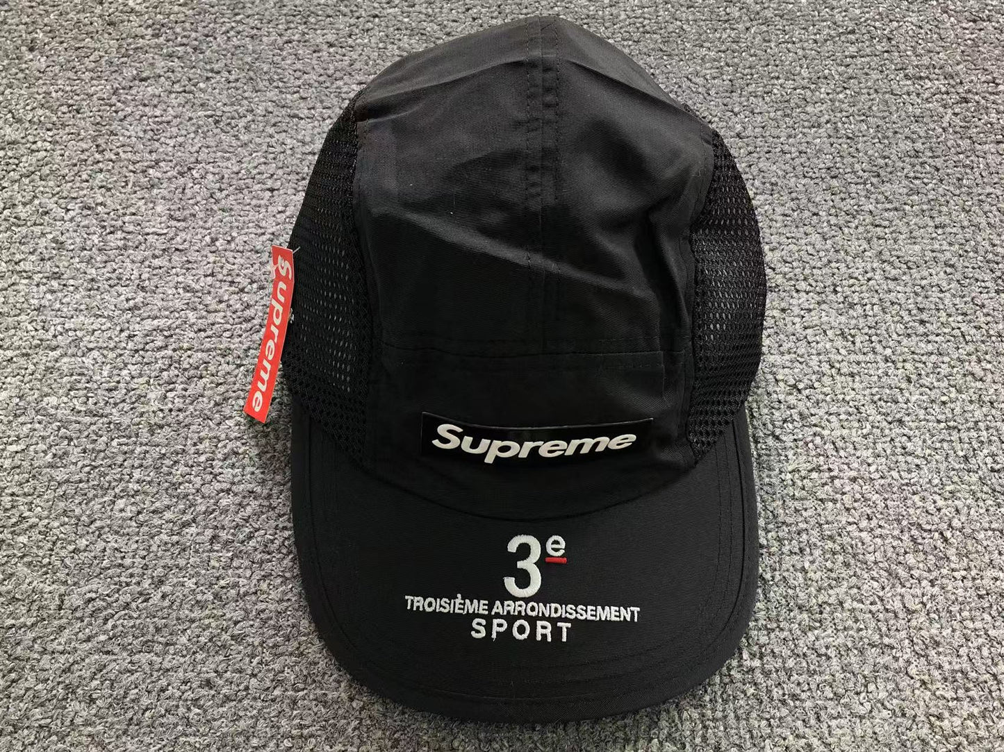 Supreme Mesh Side Panel Camp Cap Black