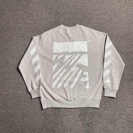 OFF WHITE SCRIBBLE DIAG CREWNECK GREY