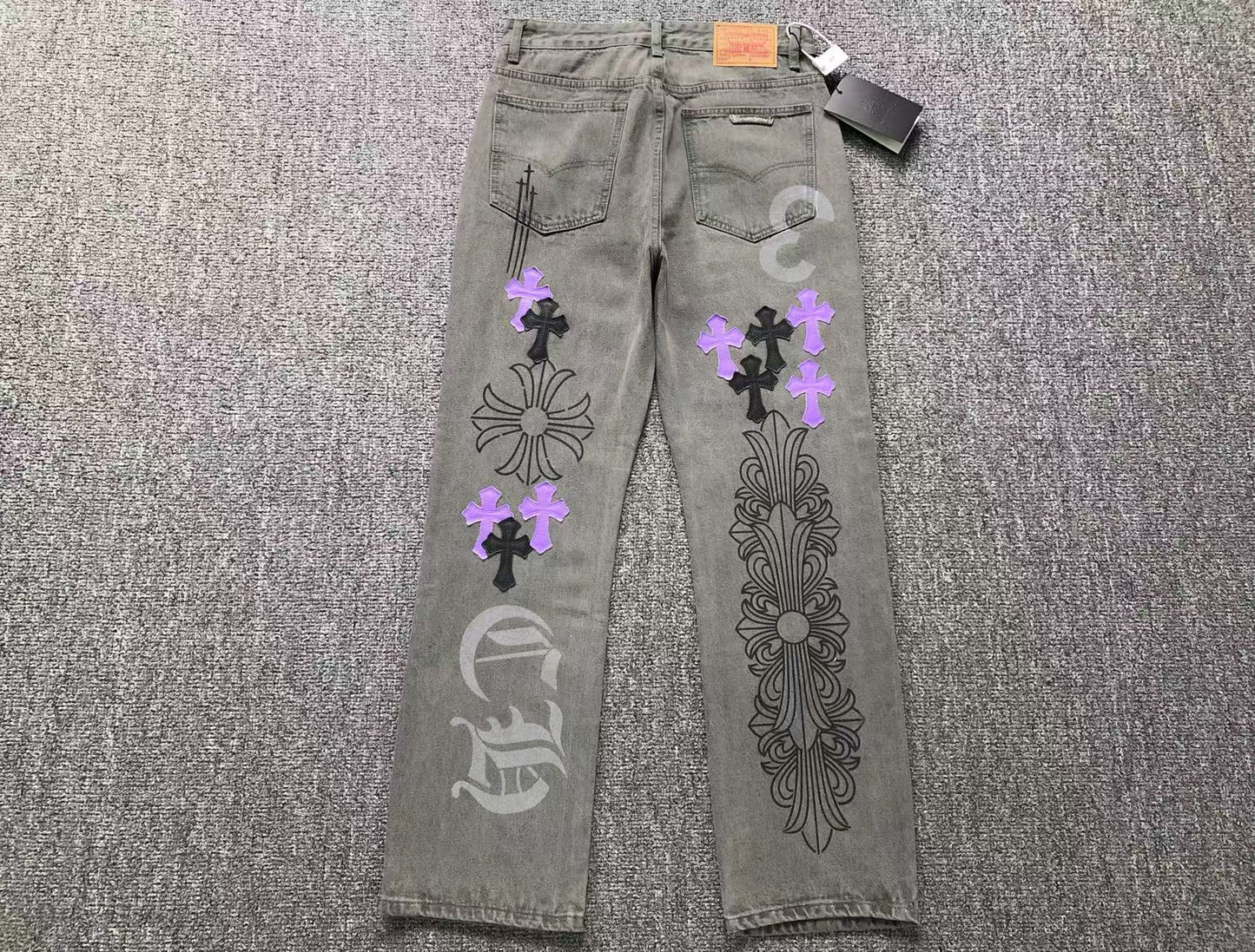 Chrome Hearts Cross Patch Jeans Grey