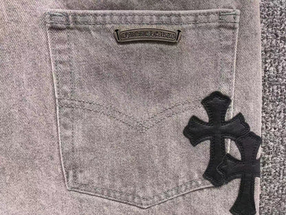 Chrome Hearts Cross Patch Jeans Grey