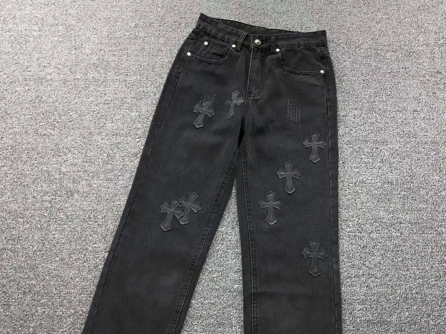 Chrome Hearts Cross Patch Jeans Black