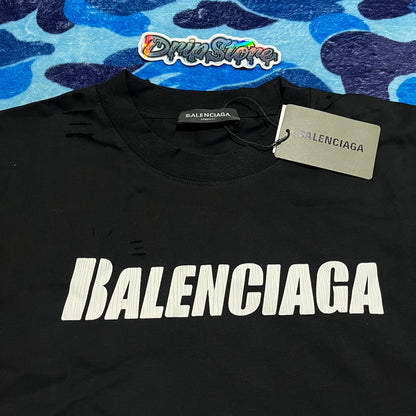 BALENCIAGA CAPS DESTROYED FLATGROUND T-SHIRT BLACK