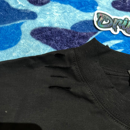 BALENCIAGA CAPS DESTROYED FLATGROUND T-SHIRT BLACK