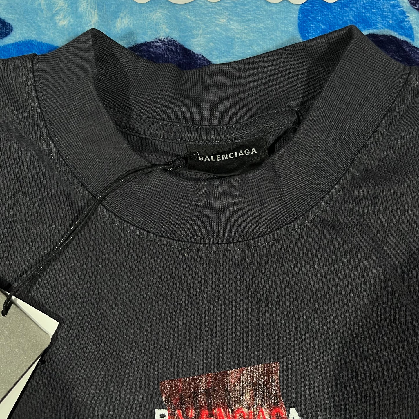 Balenciaga Red Tape T-Shirt Black