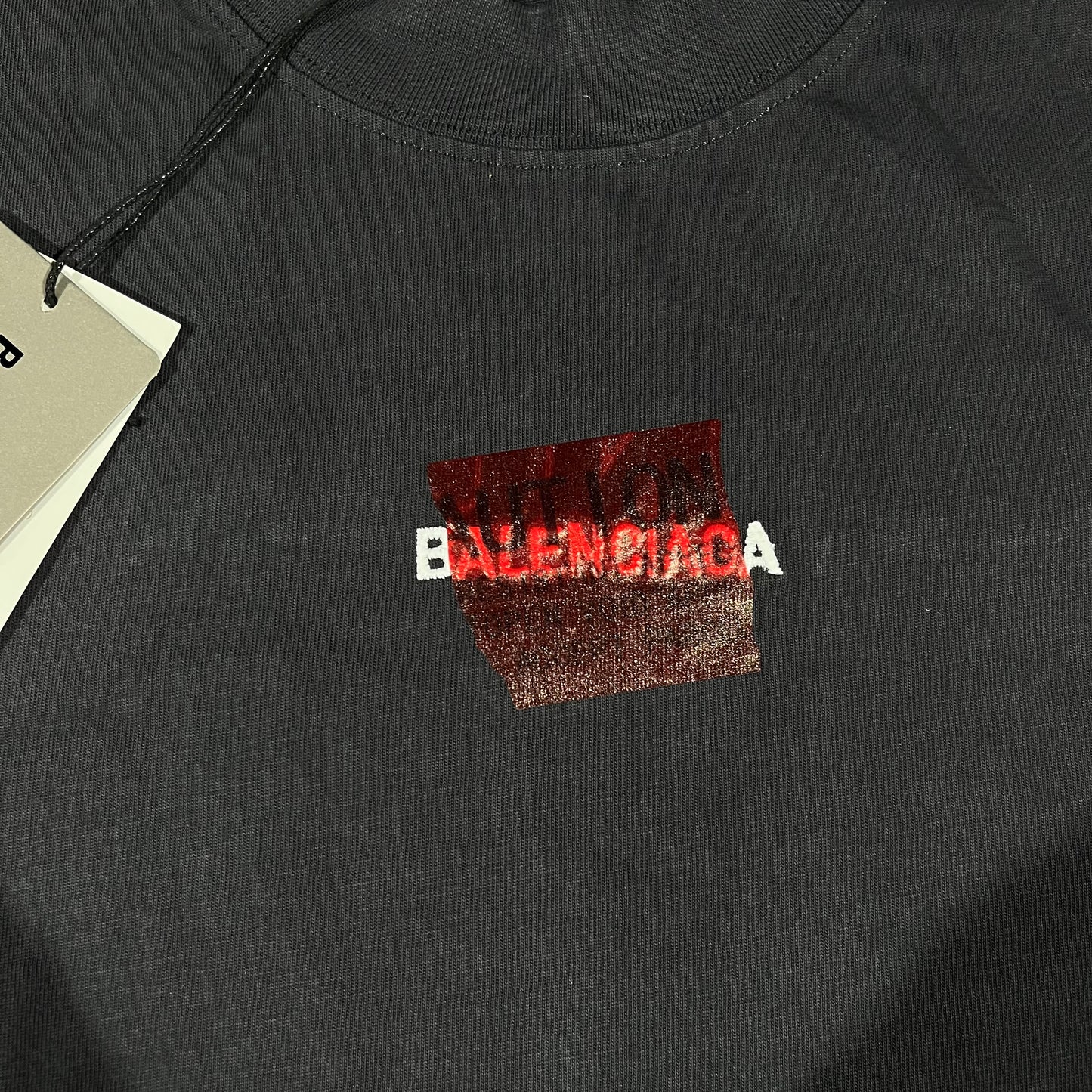 Balenciaga Red Tape T-Shirt Black