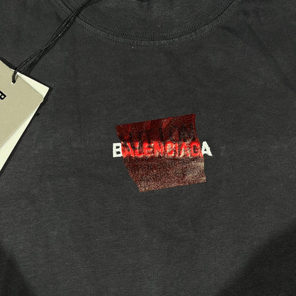 Balenciaga Red Tape T-Shirt Black