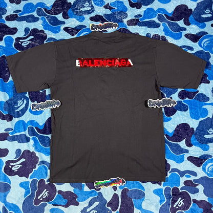 Balenciaga Red Tape T-Shirt Black