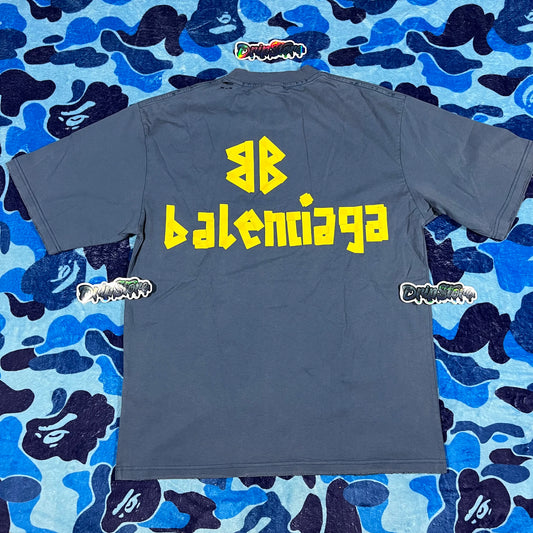 BALENCIAGA TAPE TYPE T-SHIRT BLUE WASHED