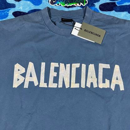 BALENCIAGA TAPE TYPE T-SHIRT BLUE WASHED