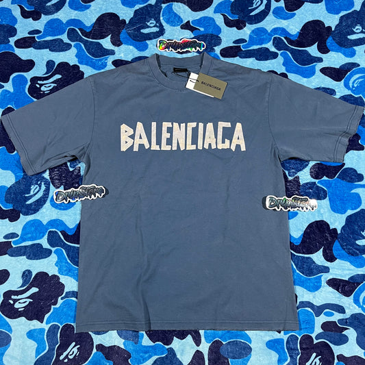 BALENCIAGA TAPE TYPE T-SHIRT BLUE WASHED