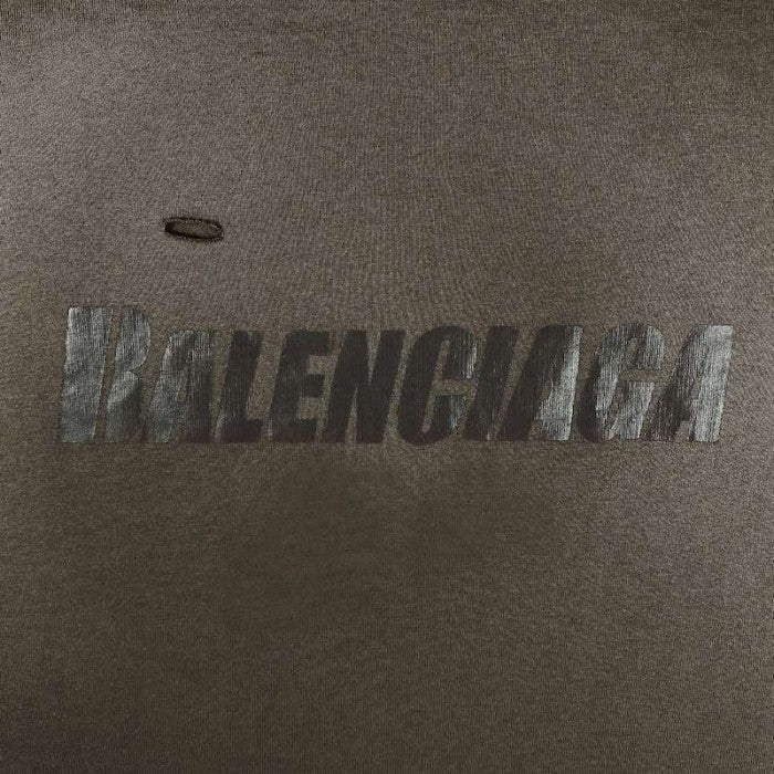 BALENCIAGA CAPS DESTROYED FLATGROUND T-SHIRT BROWN