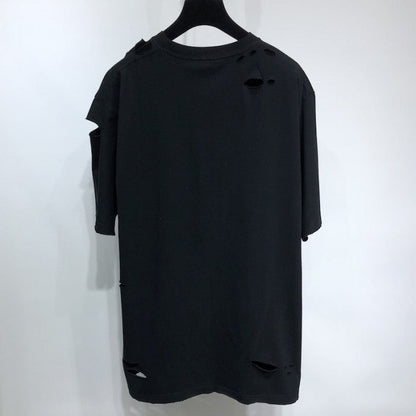 BALENCIAGA CAPS DESTROYED FLATGROUND T-SHIRT BLACK