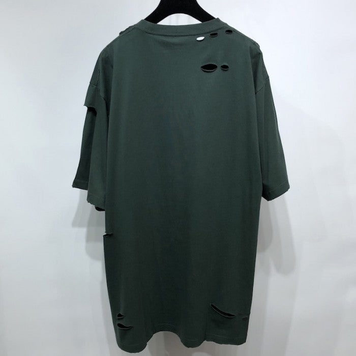 BALENCIAGA CAPS DESTROYED FLATGROUND T-SHIRT GREEN