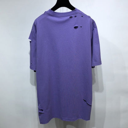 BALENCIAGA CAPS DESTROYED FLATGROUND T-SHIRT PURPLE