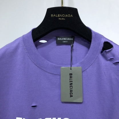 BALENCIAGA CAPS DESTROYED FLATGROUND T-SHIRT PURPLE