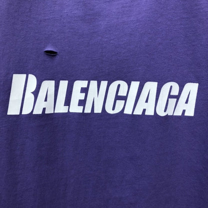 BALENCIAGA CAPS DESTROYED FLATGROUND T-SHIRT PURPLE