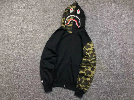 BAPE 1ST CAMO SHARK FULL ZIP HOODIE BLACK-Drip Store Argentina