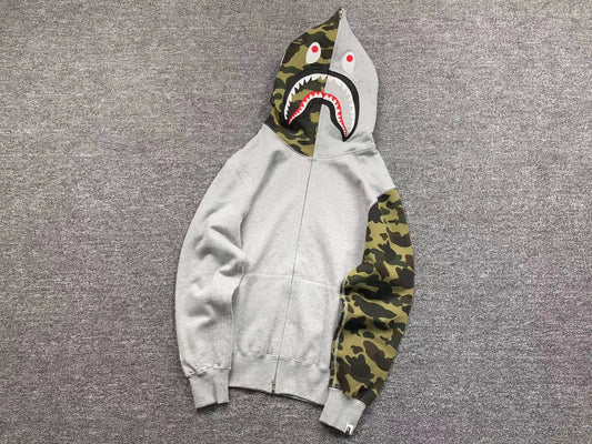 BAPE 1ST CAMO SHARK FULL ZIP HOODIE GREY-Drip Store Argentina