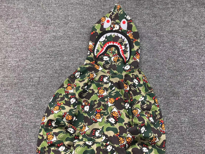 BAPE ABC CAMO HELLO KITTY SHARK FULL ZIP HOODIE GREEN-Drip Store Argentina
