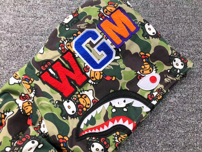 BAPE ABC CAMO HELLO KITTY SHARK FULL ZIP HOODIE GREEN-Drip Store Argentina