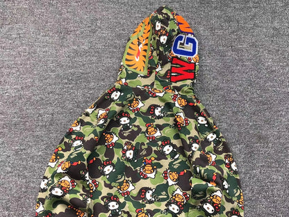 BAPE ABC CAMO HELLO KITTY SHARK FULL ZIP HOODIE GREEN-Drip Store Argentina