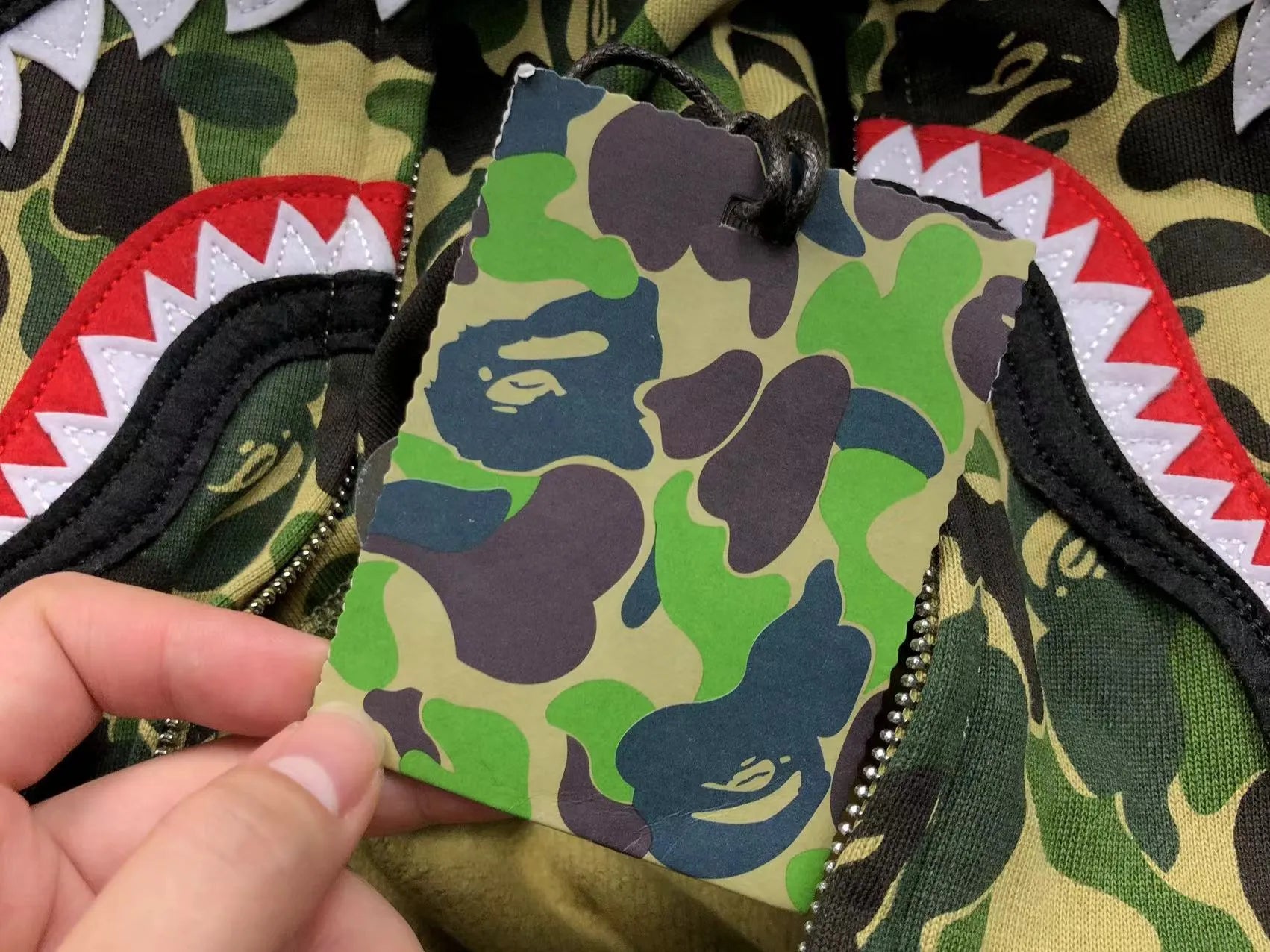 BAPE ABC CAMO SHARK FULL ZIP HOODIE GREEN-Drip Store Argentina
