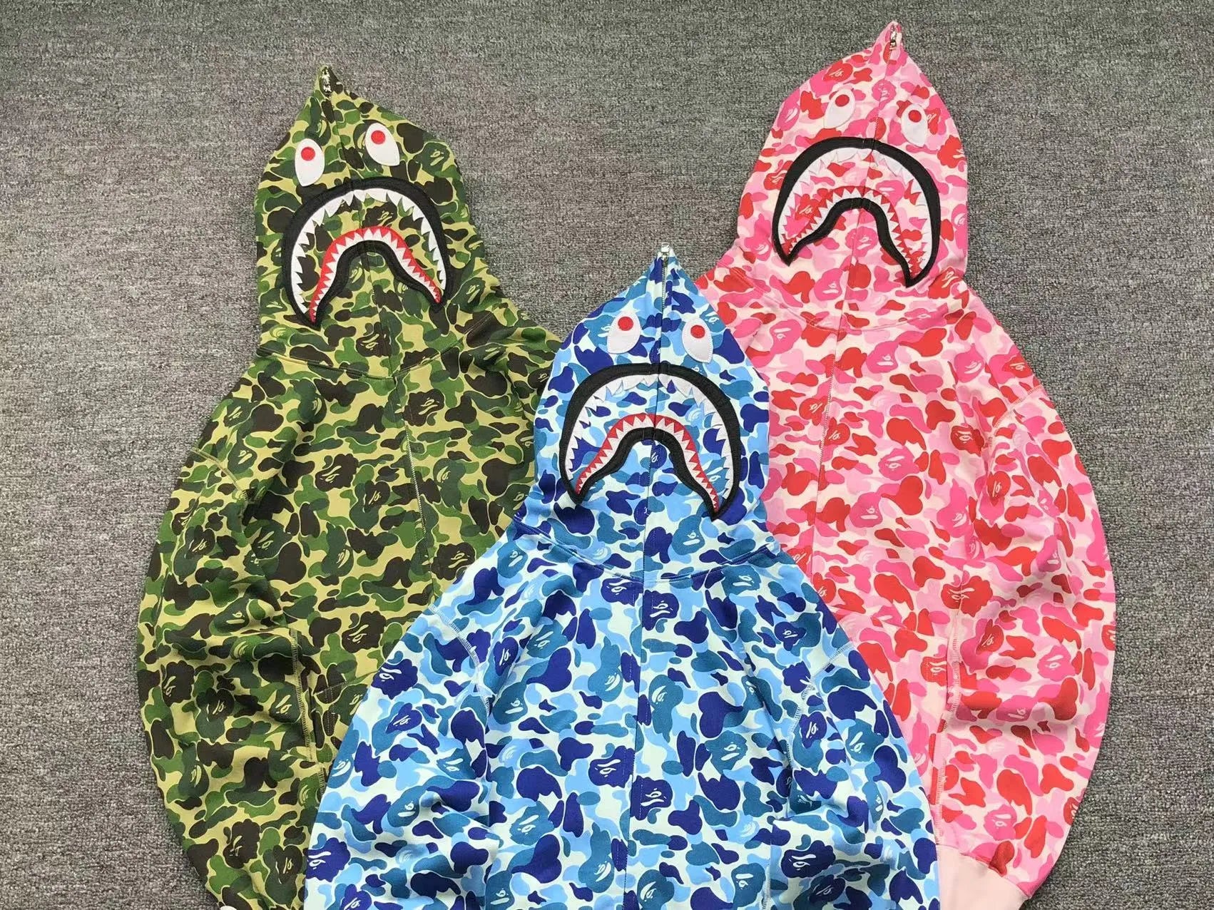 BAPE ABC CAMO SHARK FULL ZIP HOODIE GREEN-Drip Store Argentina