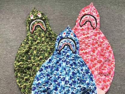 BAPE ABC CAMO SHARK FULL ZIP HOODIE GREEN-Drip Store Argentina
