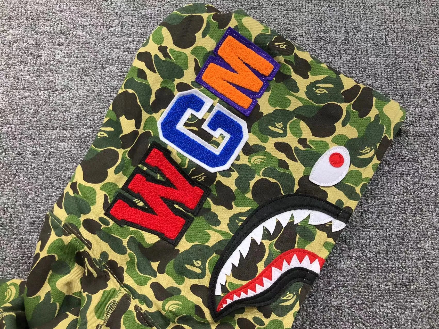 BAPE ABC CAMO SHARK FULL ZIP HOODIE GREEN-Drip Store Argentina