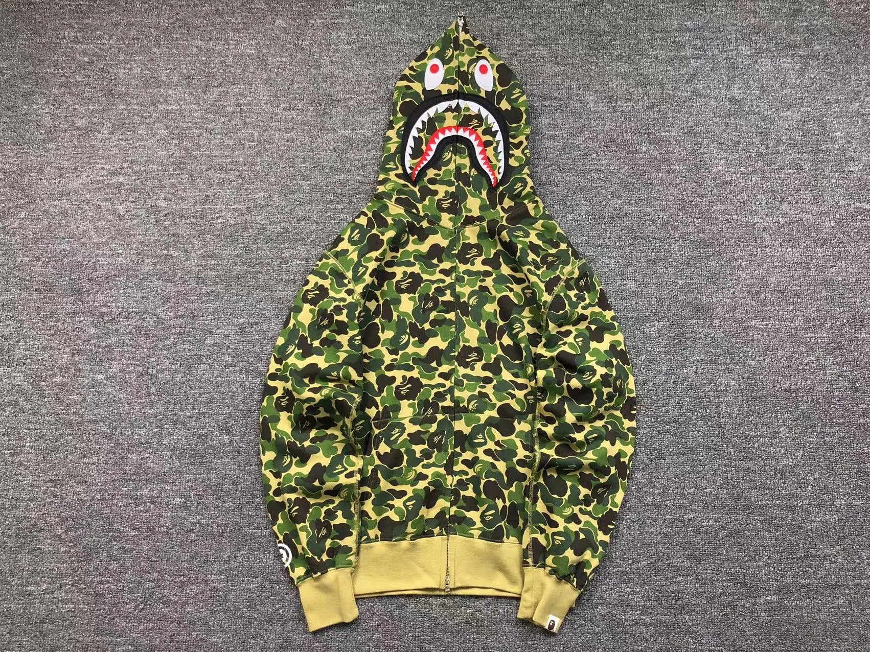 BAPE ABC CAMO SHARK FULL ZIP HOODIE GREEN-Drip Store Argentina