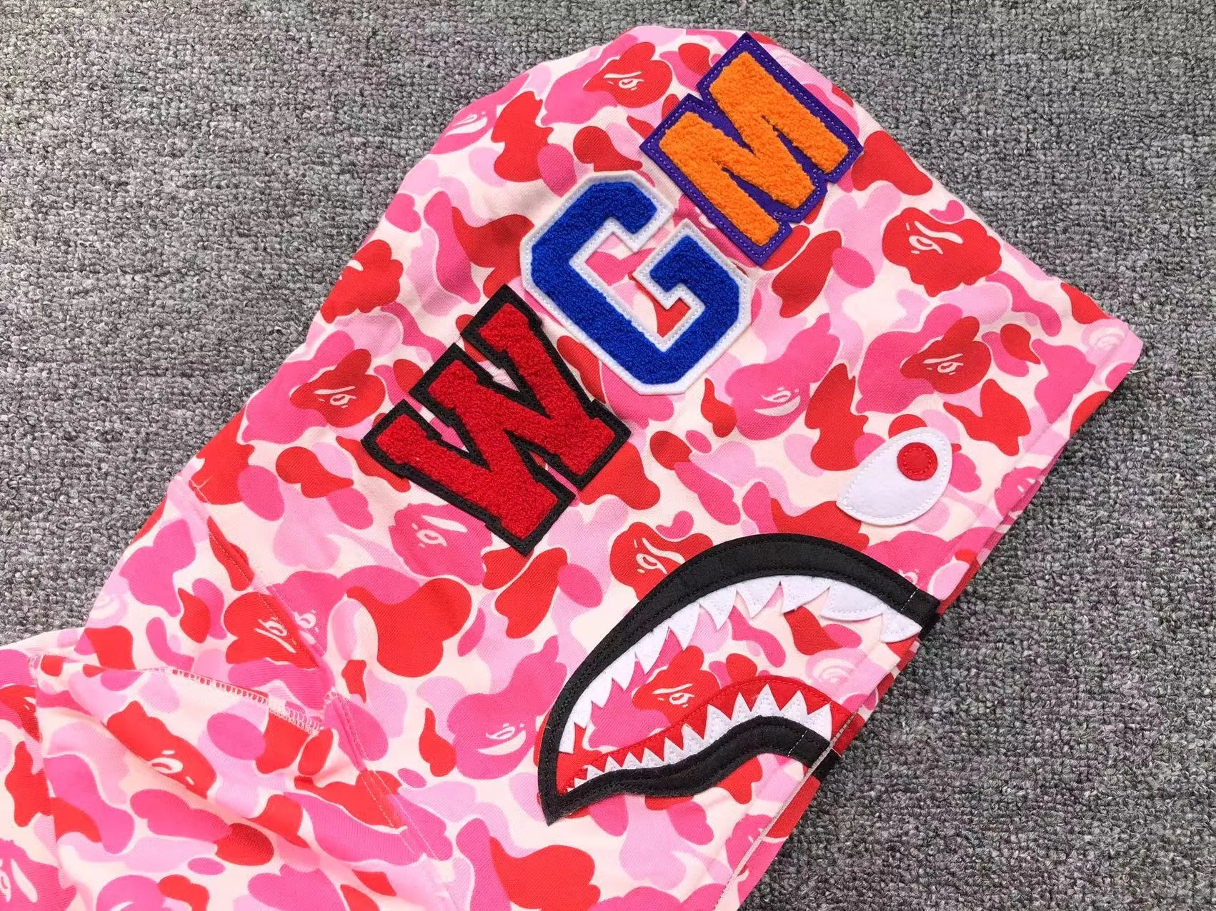 BAPE ABC CAMO SHARK FULL ZIP HOODIE PINK-Drip Store Argentina