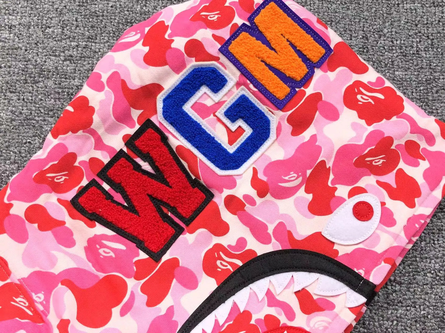 BAPE ABC CAMO SHARK FULL ZIP HOODIE PINK-Drip Store Argentina