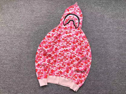 BAPE ABC CAMO SHARK FULL ZIP HOODIE PINK-Drip Store Argentina