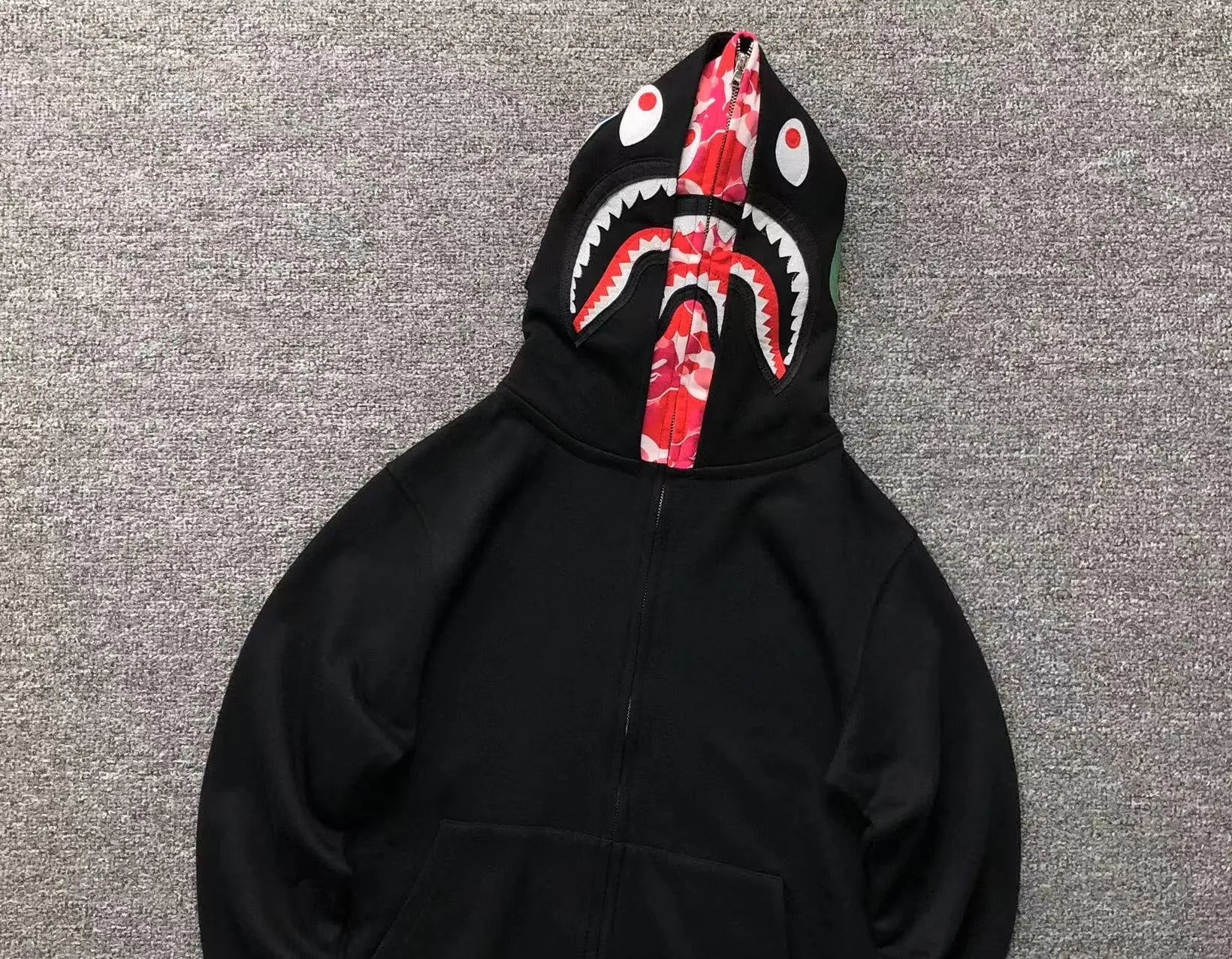 BAPE ABC SHARK FULL ZIP DOUBLE HOODIE BLACK PINK-Drip Store Argentina