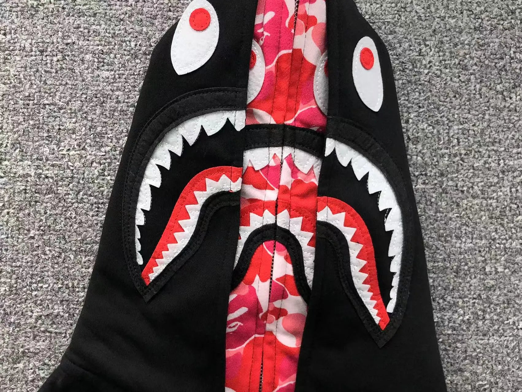 BAPE ABC SHARK FULL ZIP DOUBLE HOODIE BLACK PINK-Drip Store Argentina