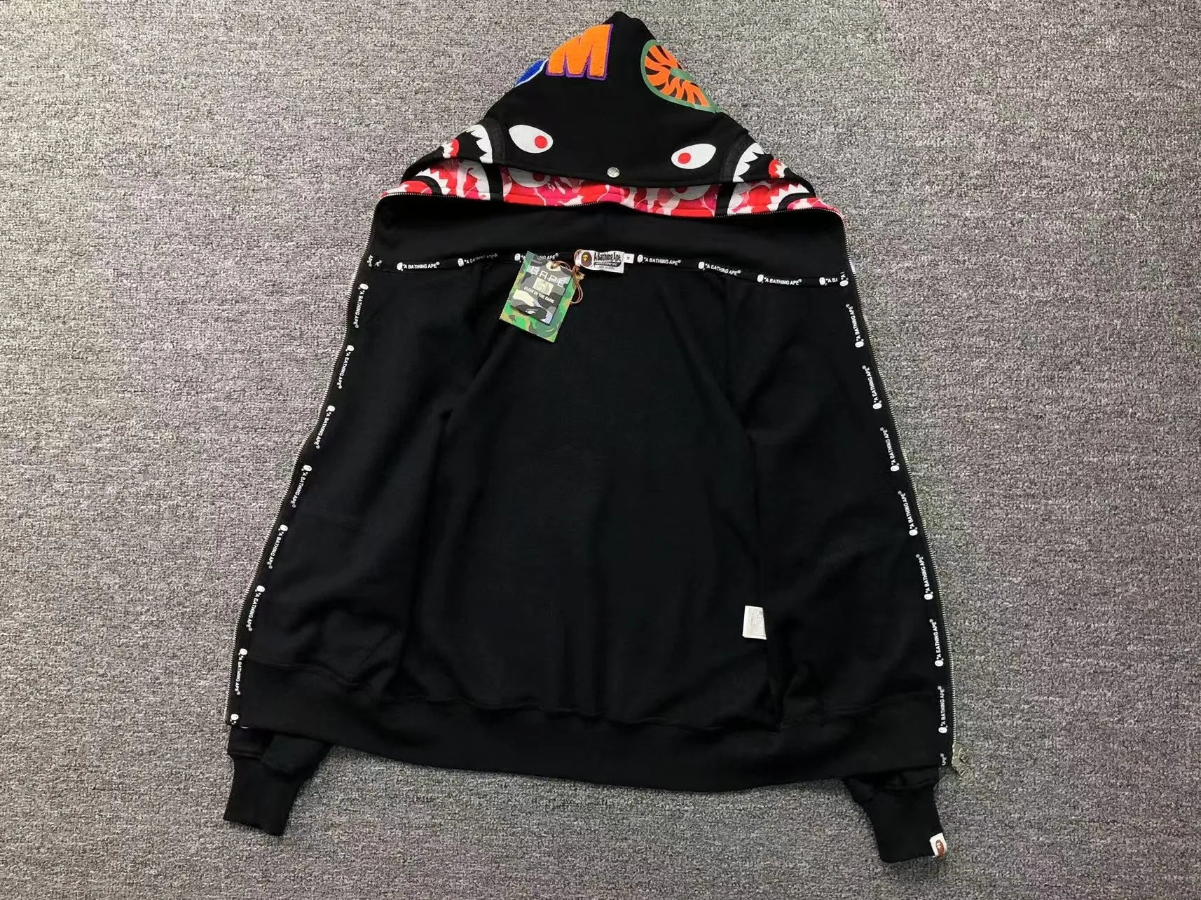 BAPE ABC SHARK FULL ZIP DOUBLE HOODIE BLACK PINK-Drip Store Argentina