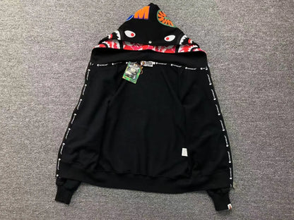 BAPE ABC SHARK FULL ZIP DOUBLE HOODIE BLACK PINK-Drip Store Argentina