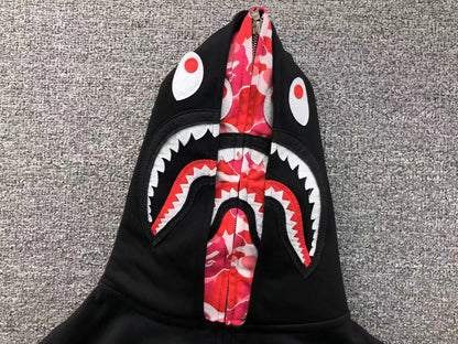 BAPE ABC SHARK FULL ZIP DOUBLE HOODIE BLACK PINK-Drip Store Argentina