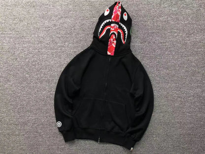 BAPE ABC SHARK FULL ZIP DOUBLE HOODIE BLACK PINK-Drip Store Argentina