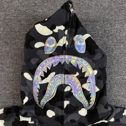 Bape City Camo Shark Full Zip Hoodie Black