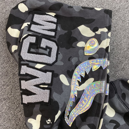 Bape City Camo Shark Full Zip Hoodie Black