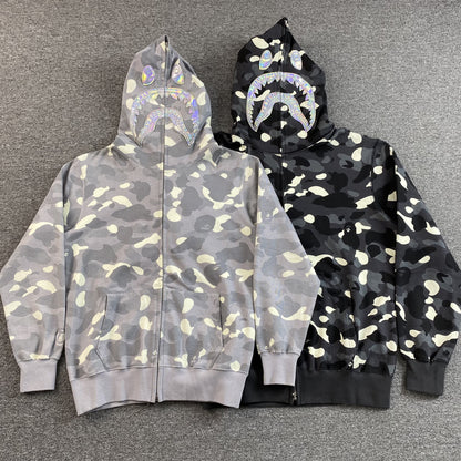 Bape City Camo Shark Full Zip Hoodie Grey